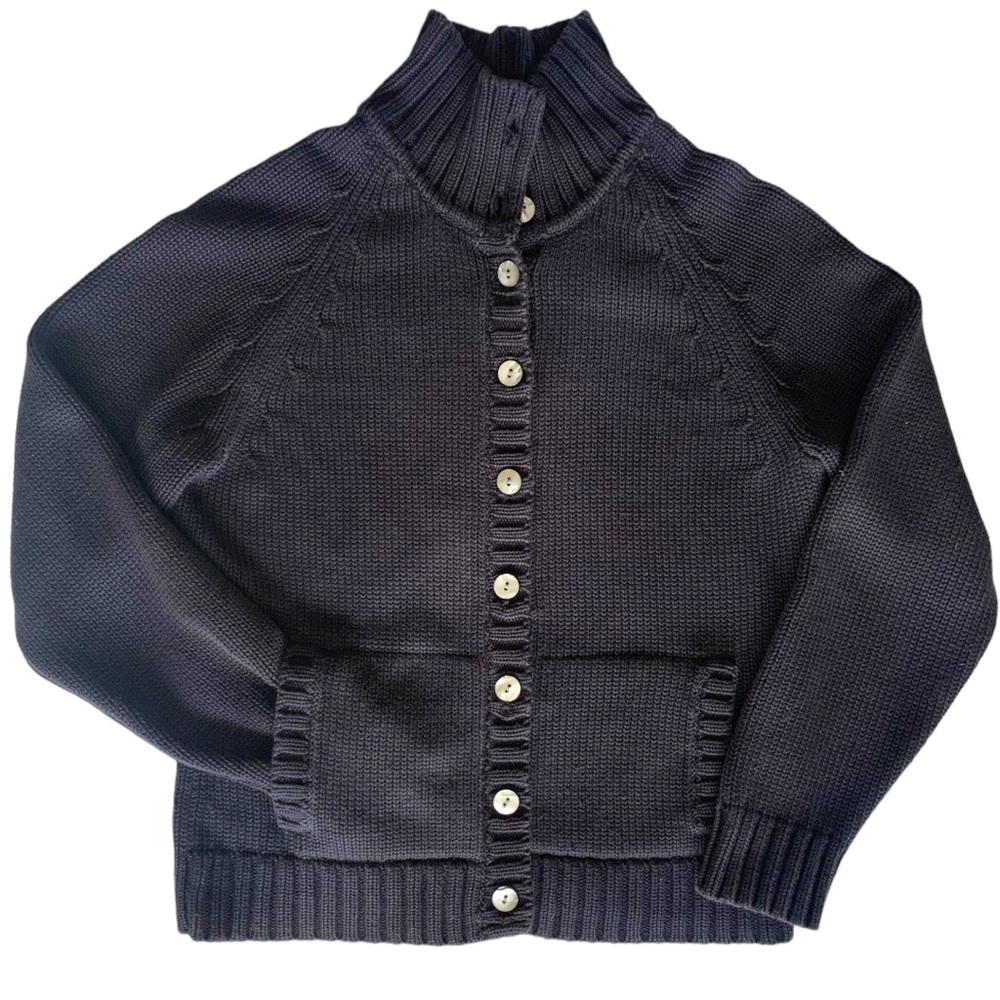 🔹Lands End women's Medium 100% Baumwolle Corton collared button down cardigan